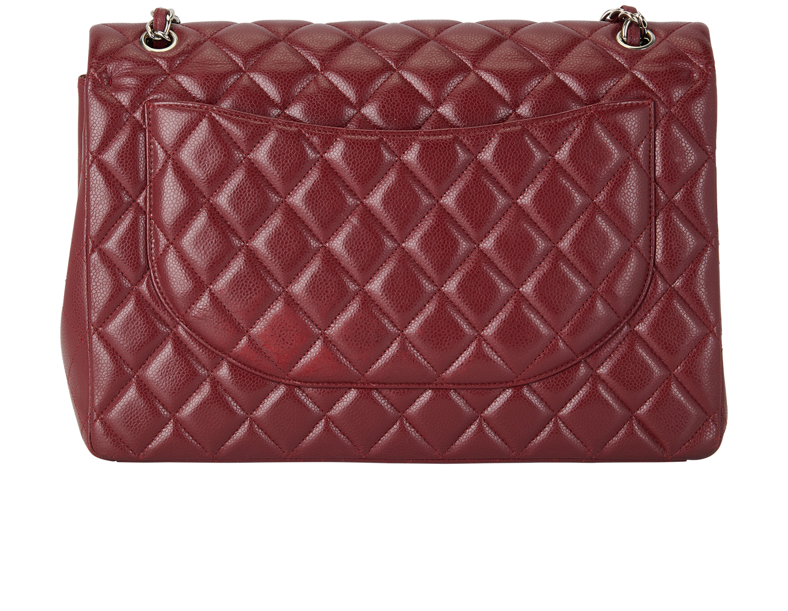 Maxi Classic Double Flap, &pound;4,500, Handbags, Burgundy, Caviar Leather, Back view